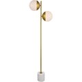 Cling 62.5 in. Eclipse 2 Light Floor Lamp Portable Light with Frosted White Glass, Brass CL2571143